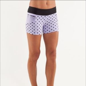 lululemon Rum Black and White Polka Dot Bike Shorts